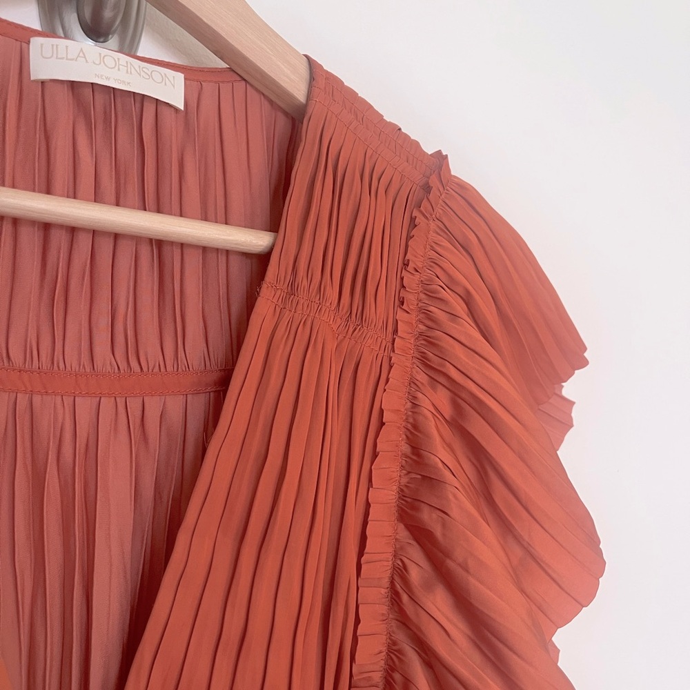 Ulla Johnson Letty Pleated Ruffe Satin Midi Dress - Picture 6 of 12